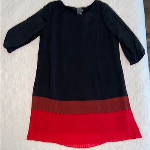 Black Dress with Red and Brown Stripes